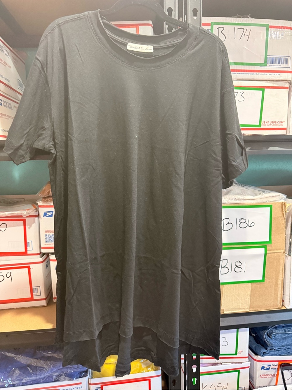 B198 - Zenana Black Oversized High Low Tunic T-Shirt Top